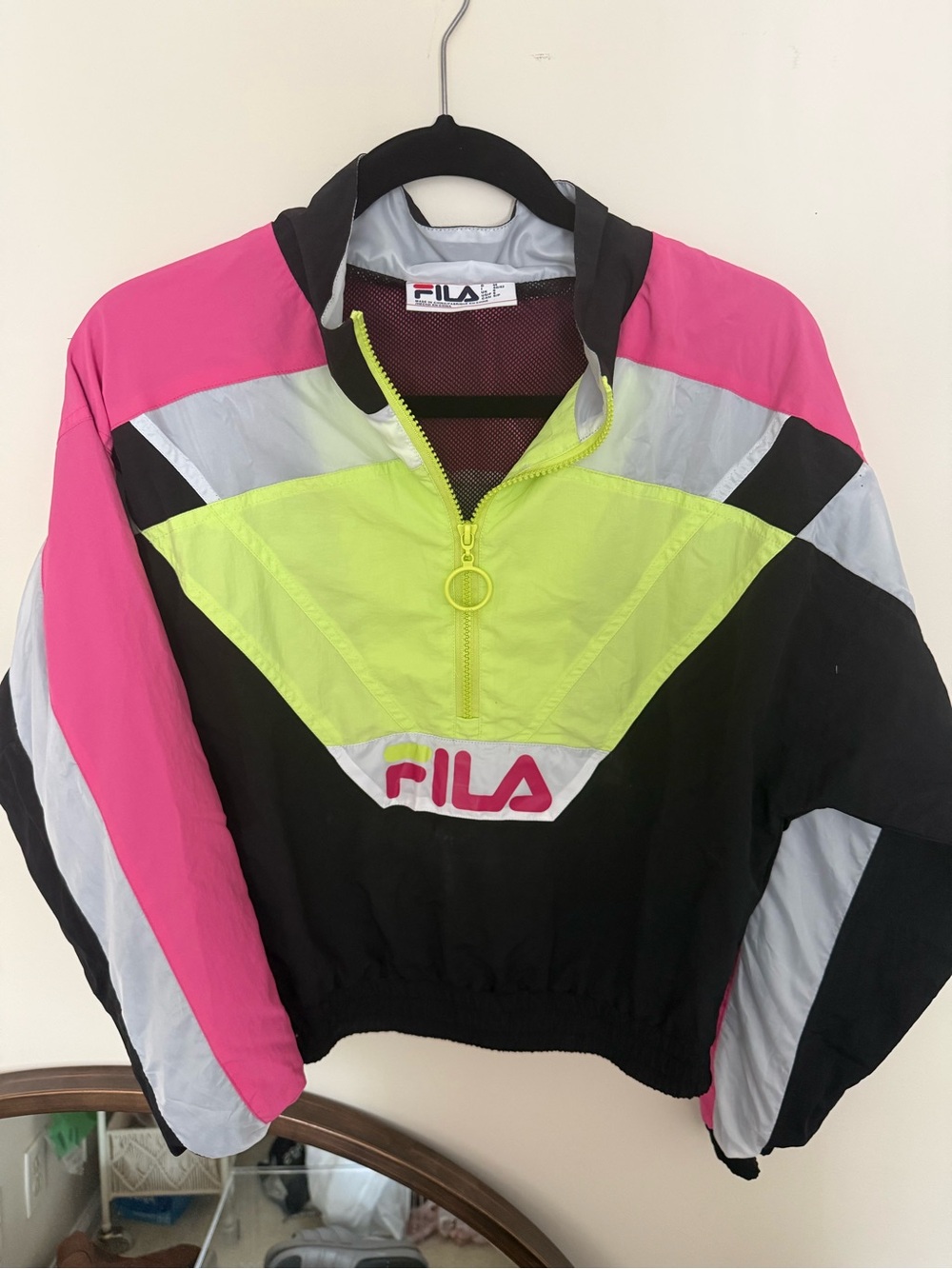 FILA Funtalia Retro Colorblock Cropped Half Zip Windbreaker Jacket